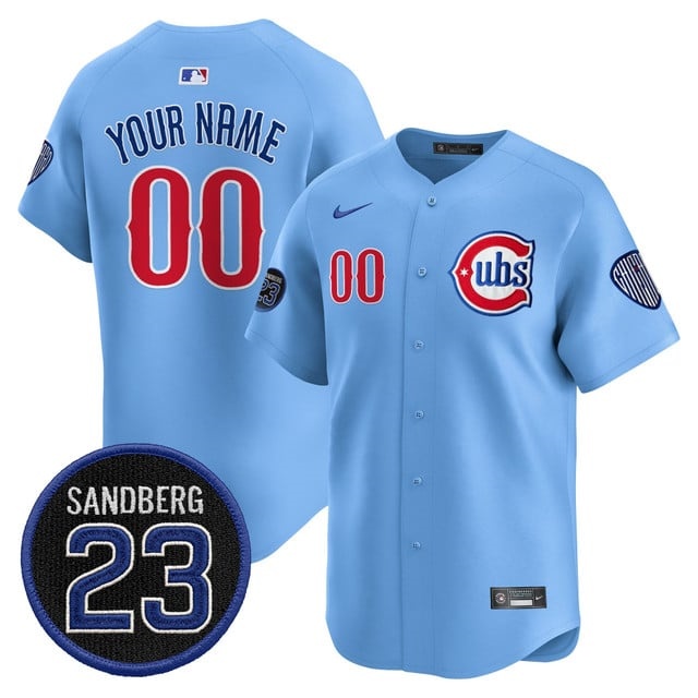 Personalized Custom Chicago Cubs ‘Ryne Sandberg Tribute’ Premier Limited Jersey V2 – All Stitched Blue