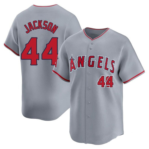 Personalized Men’s Los Angeles #44 Angels Reggie Jackson Gray Away Jersey Limited