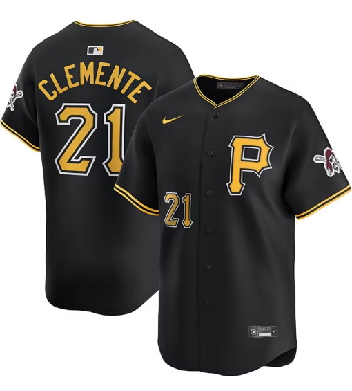 Personalized Men’s Roberto Clemente #21 Pittsburgh Pirates Black Alt Limited Baseball Jersey