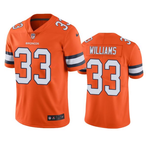 Personalized Men’s Javonte Williams Denver Broncos Limited Footbal Jersey Orange Color Rush