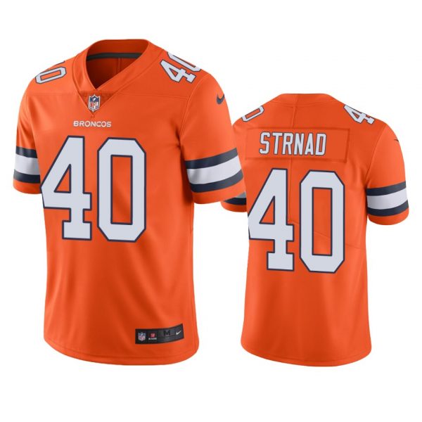 Personalized Men’s Justin Strnad Denver Broncos Limited Footbal Jersey Orange Color Rush