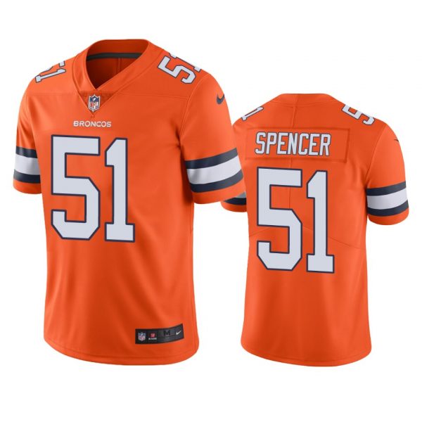 Personalized Men’s Marquiss Spencer Denver Broncos Limited Footbal Jersey Orange Color Rush