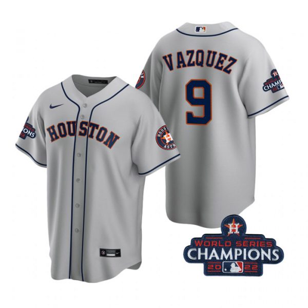 Personalized Youth Christian Vazquez Houston Astros 2022 World Series Champions Gray Stitched Jersey