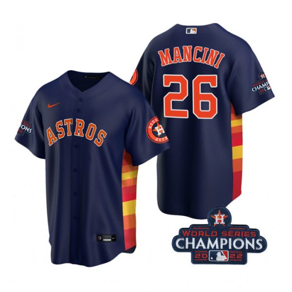 Personalized Youth Trey Mancini Houston Astros 2022 World Series Champions Navy Stitched Jersey
