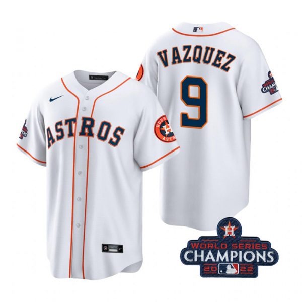 Personalized Youth Christian Vazquez Houston Astros 2022 World Series Champions White Stitched Jersey