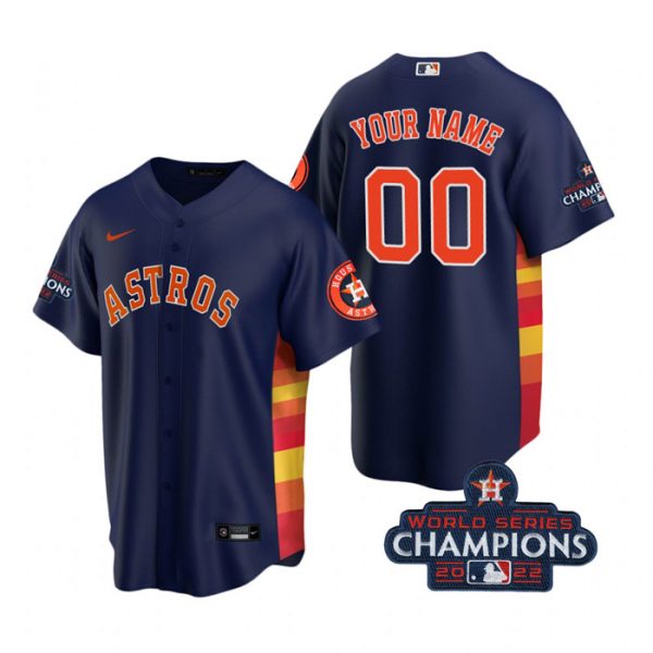 Personalized Youth Houston Astros 2022 World Series Champions Navy Stitched Jersey