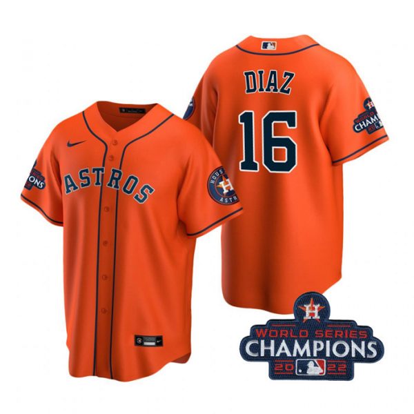 Personalized Youth Aledmys Diaz Houston Astros 2022 World Series Champions Orange Stitched Jersey