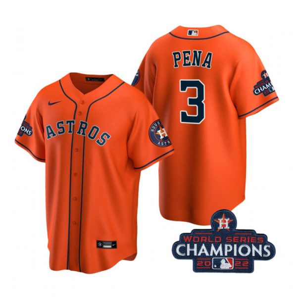 Personalized Youth Jeremy Pena Houston Astros 2022 World Series Champions Orange Stitched Jersey