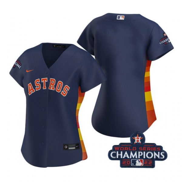 Personalized Women’s Blank Houston Astros 2022 World Series Champions Navy Stitched Jersey