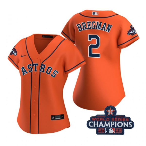 Personalized Women’s Alex Bregman Houston Astros 2022 World Series Champions Orange Stitched Jersey
