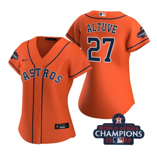 Personalized Women’s Jose Altuve Houston Astros 2022 World Series Champions Orange Stitched Jersey