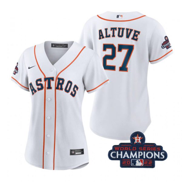 Personalized Women’s Jose Altuve Houston Astros 2022 World Series Champions White Stitched Jersey
