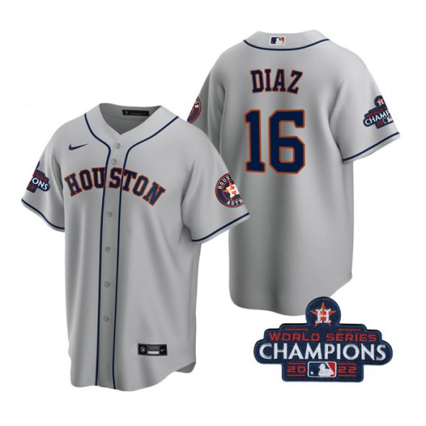 Personalized Men’s Aledmys Diaz Houston Astros 2022 World Series Champions Gray Stitched Jersey