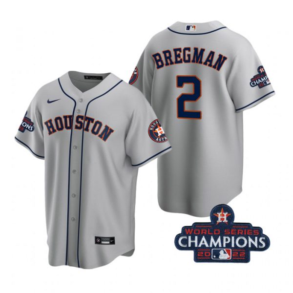 Personalized Men’s Alex Bregman Houston Astros 2022 World Series Champions Gray Stitched Jersey