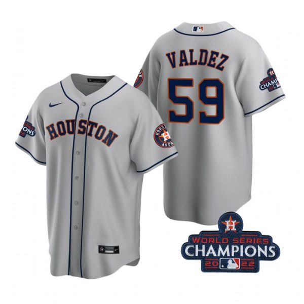 Personalized Men’s Framber Valdez Houston Astros 2022 World Series Champions Gray Stitched Jersey