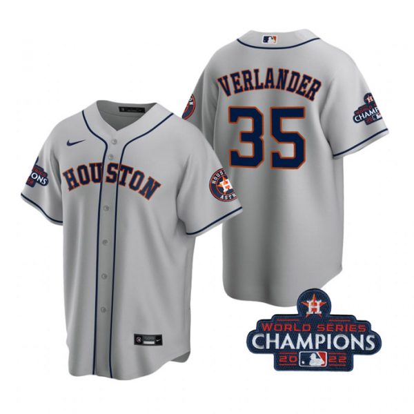Personalized Men’s Justin Verlander Houston Astros 2022 World Series Champions Gray Stitched Jersey