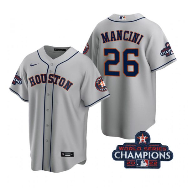 Personalized Men’s Trey Mancini Houston Astros 2022 World Series Champions Gray Stitched Jersey