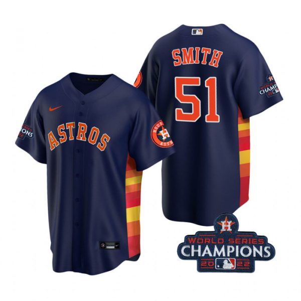 Personalized Men’s Will Smith Houston Astros 2022 World Series Champions Navy Stitched Jersey