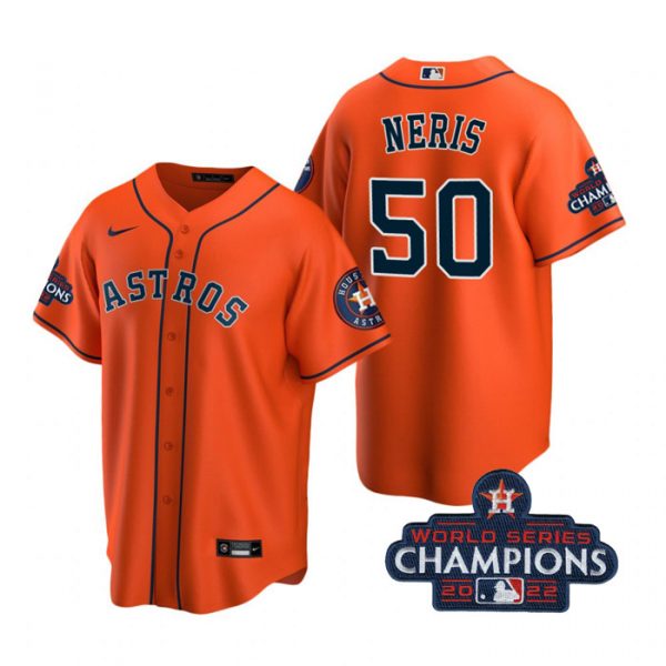Personalized Men’s Hector Neris Houston Astros 2022 World Series Champions Orange Stitched Jersey
