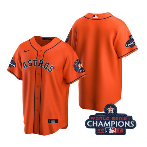 Personalized Men’s Blank Houston Astros 2022 World Series Champions Orange Stitched Jersey