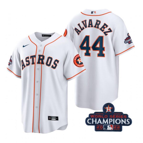 Personalized Men’s Yordan Alvarez Houston Astros 2022 World Series Champions White Stitched Jersey