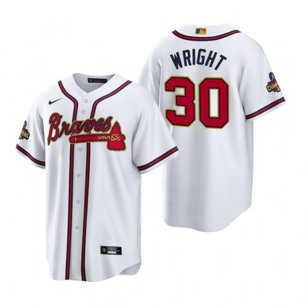Personalized Youth Atlanta Braves Kyle Wright 2022 Gold Program White Stitched Jersey