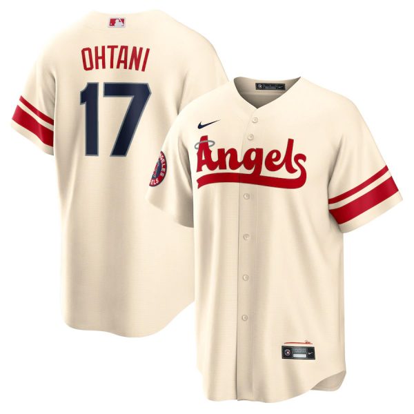 Personalized Youth Los Angeles Angels Shohei Ohtani 2022 City Connect Cream Stitched Jersey