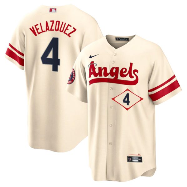 Personalized Men’s Los Angeles Angels Andrew Velazquez City Connect Special Edition Cream Stitched Jersey