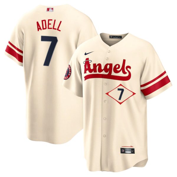 Personalized Men’s Los Angeles Angels Jo Adell City Connect Special Edition Cream Stitched Jersey