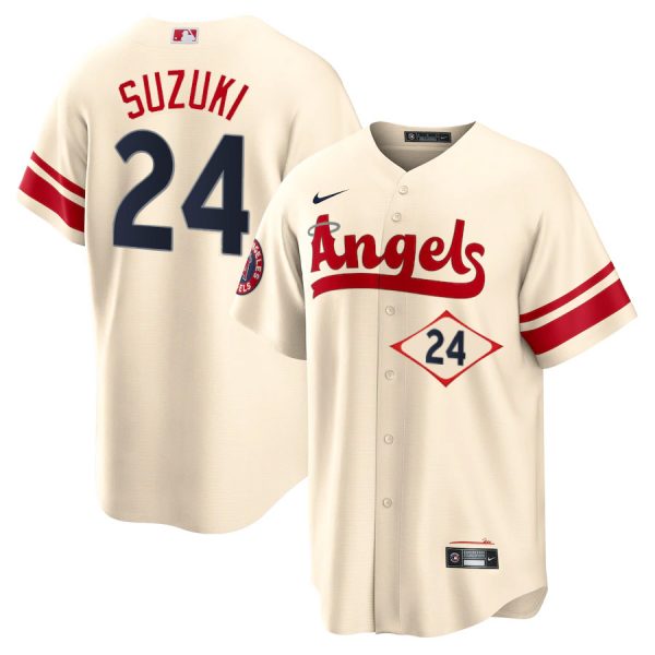 Personalized Men’s Los Angeles Angels Kurt Suzuki City Connect Special Edition Cream Stitched Jersey