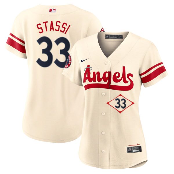 Personalized Women’s Los Angeles Angels Max Stassi City Connect Special Edition Cream Stitched Jersey