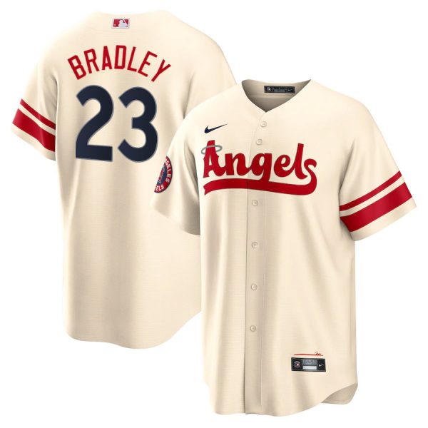 Personalized Men’s Cool Base Los Angeles Angels Archie Bradley 2022 City Connect Cream Stitched Jersey