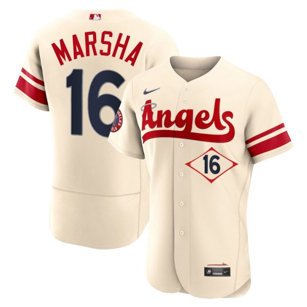 Personalized Men’s Flex Base Los Angeles Angels Brandon Marsha 2022 City Connect Cream Stitched Jersey