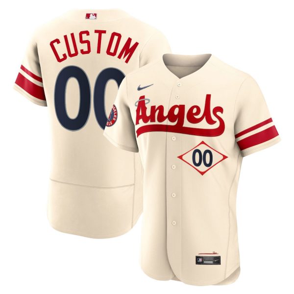 Personalized Men’s Flex Base Los Angeles Angels 2022 City Connect Cream Stitched Jersey