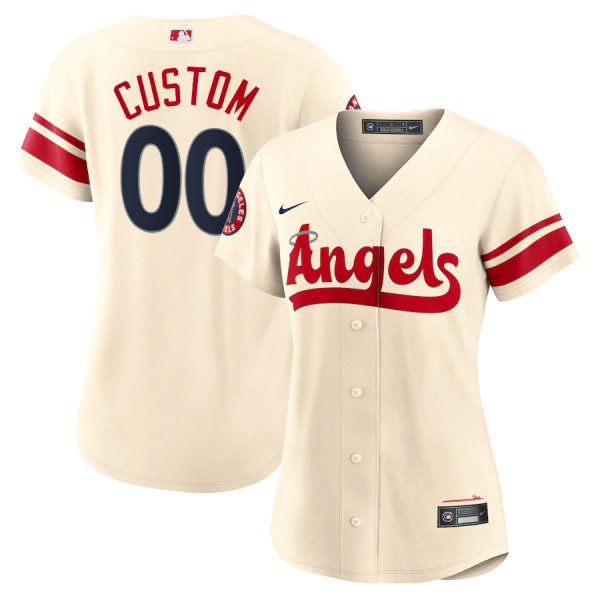 Personalized Women’s Los Angeles Angels 2022 City Connect Cream Stitched Jersey