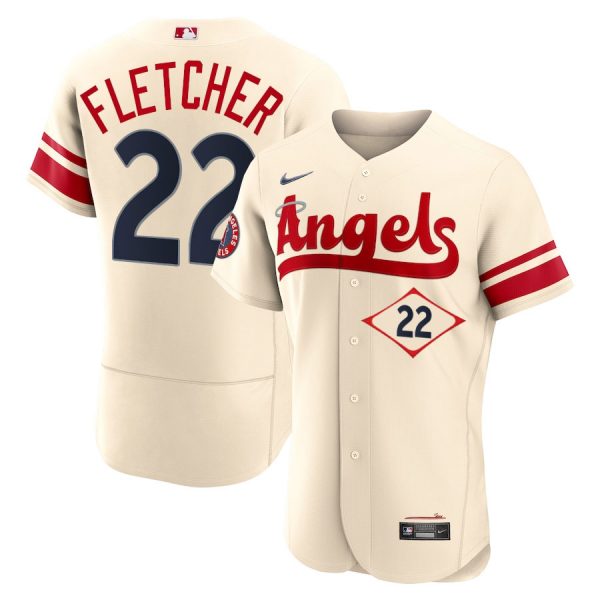 Personalized Men’s Flex Base Los Angeles Angels David Fletcher 2022 City Connect Cream Stitched Jersey