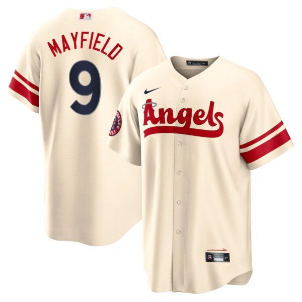 Personalized Men’s Cool Base Los Angeles Angels Jack Mayfield 2022 City Connect Cream Stitched Jersey