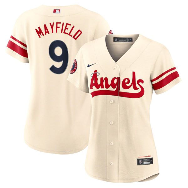 Personalized Women’s Los Angeles Angels Jack Mayfield 2022 City Connect Cream Stitched Jersey