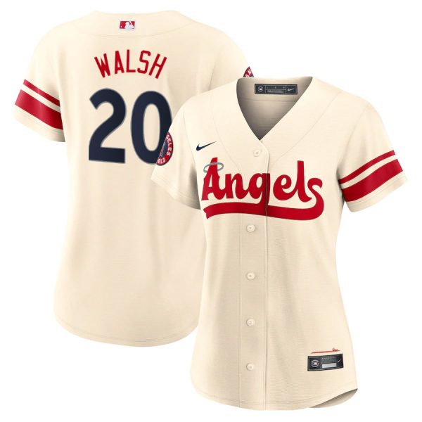 Personalized Women’s Los Angeles Angels Jared Walsh 2022 City Connect Cream Stitched Jersey