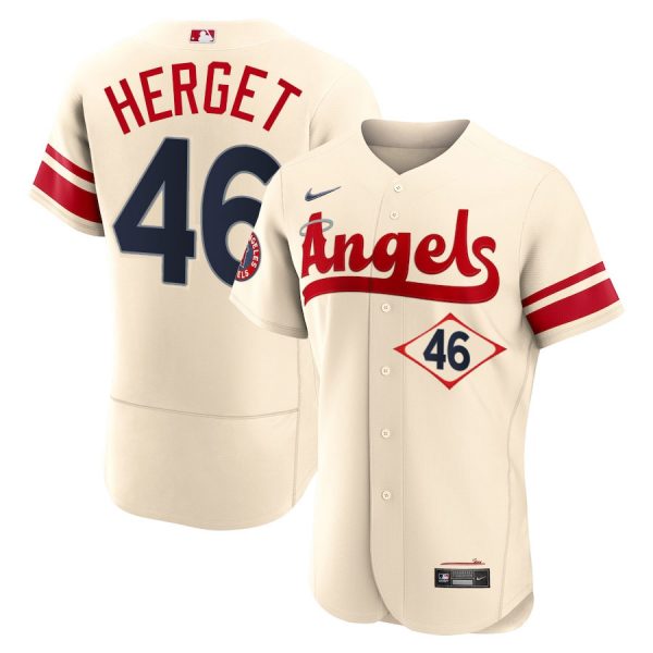 Personalized Men’s Flex Base Los Angeles Angels Jimmy Herget 2022 City Connect Cream Stitched Jersey