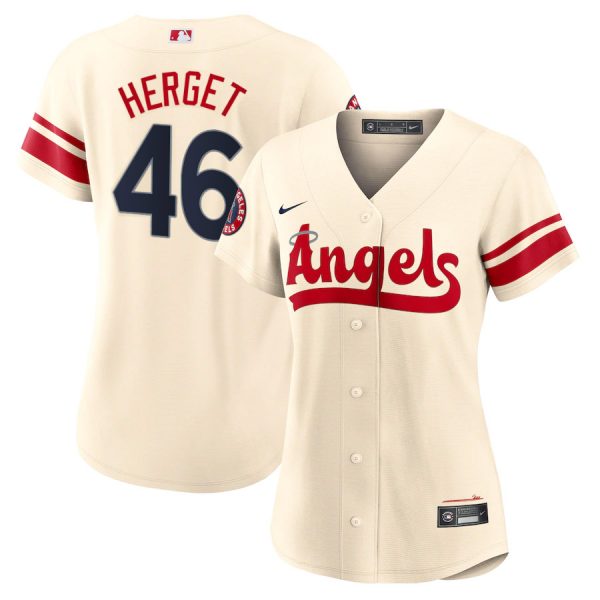 Personalized Women’s Los Angeles Angels Jimmy Herget 2022 City Connect Cream Stitched Jersey