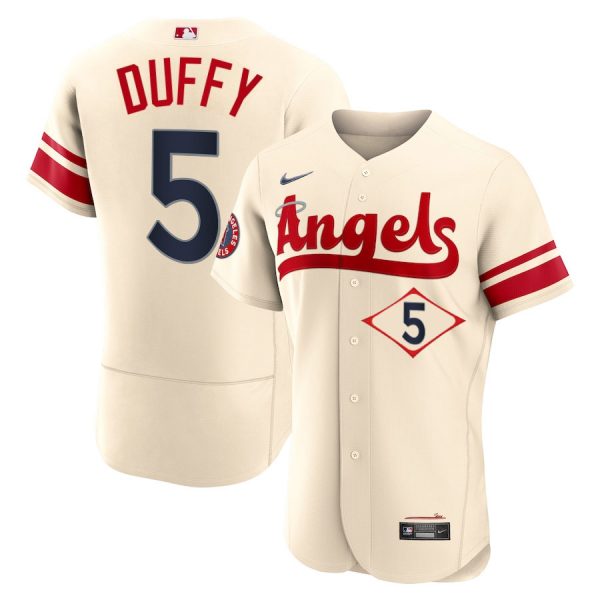 Personalized Men’s Flex Base Los Angeles Angels Matt Duffy 2022 City Connect Cream Stitched Jersey