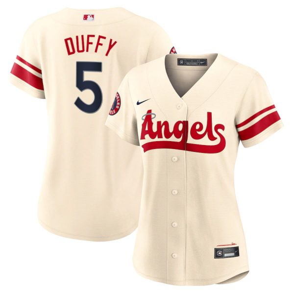 Personalized Women’s Los Angeles Angels Matt Duffy 2022 City Connect Cream Stitched Jersey