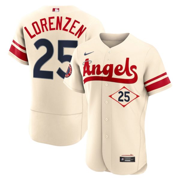 Personalized Men’s Flex Base Los Angeles Angels Michael Lorenzen 2022 City Connect Cream Stitched Jersey