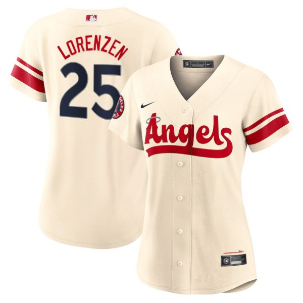 Personalized Women’s Los Angeles Angels Michael Lorenzen 2022 City Connect Cream Stitched Jersey