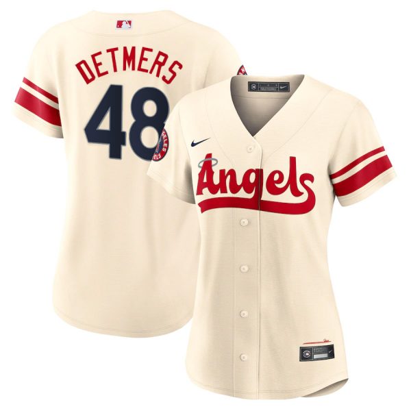 Personalized Women’s Los Angeles Angels Reid Detmers 2022 City Connect Cream Stitched Jersey