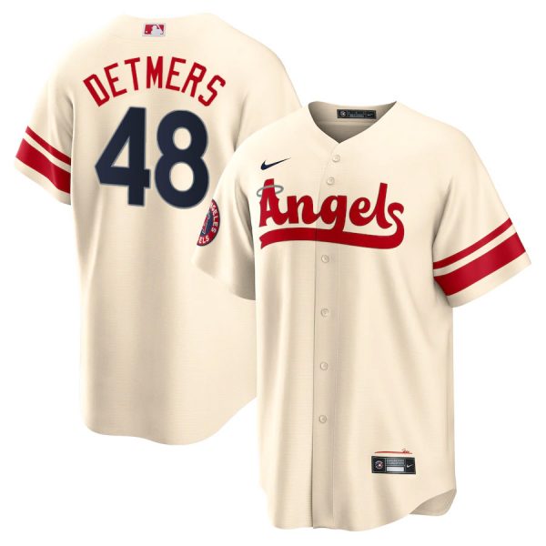 Personalized Men’s Cool Base Los Angeles Angels Reid Detmers 2022 City Connect Cream Stitched Jersey