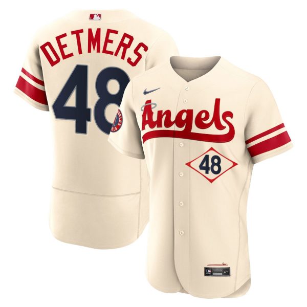 Personalized Men’s Flex Base Los Angeles Angels Reid Detmers 2022 City Connect Cream Stitched Jersey