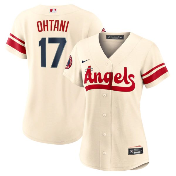 Personalized Women’s Los Angeles Angels Shohei Ohtani 2022 City Connect Cream Stitched Jersey