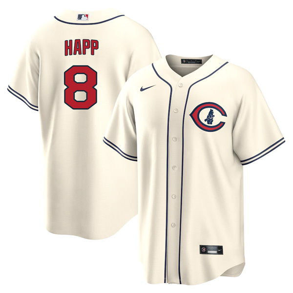 Personalized Youth Chicago Cubs Ian Happ 2022 Field of Dreams Cream Stitched Jersey With Name
